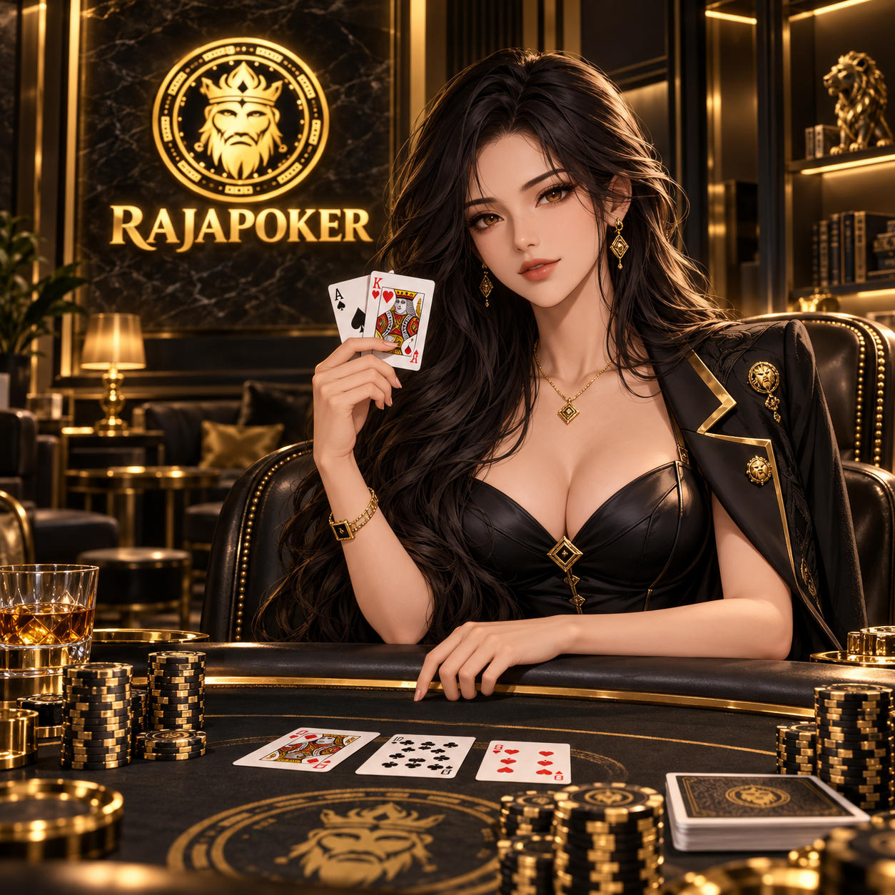 Ilustrasi lounge turnamen RAJAPOKER di Kota QQ
